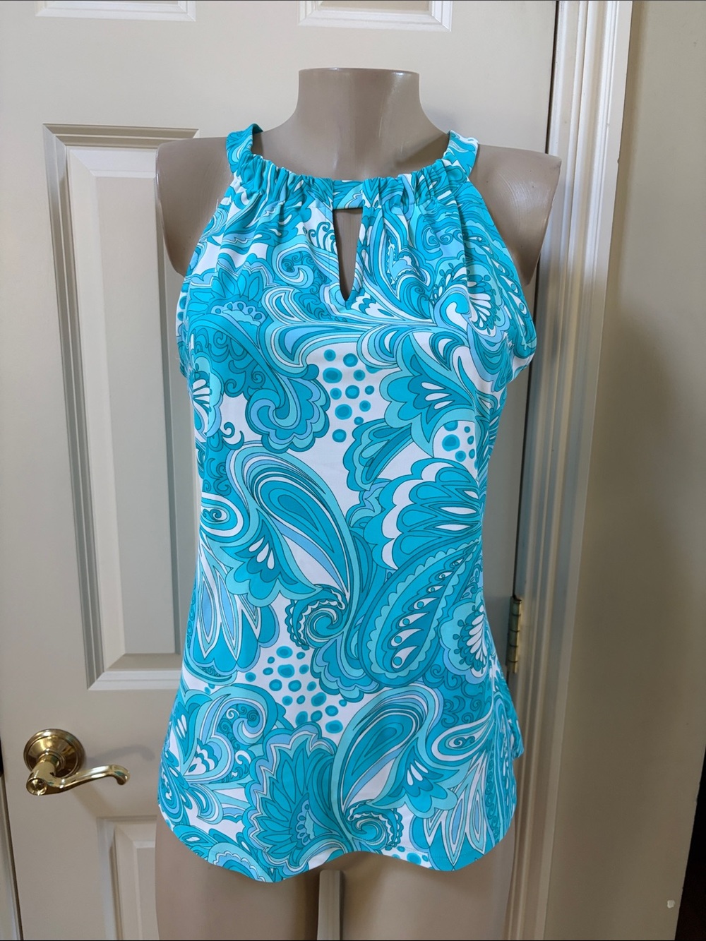 Jude Connally Turquoise Paisley Halter Tank, large